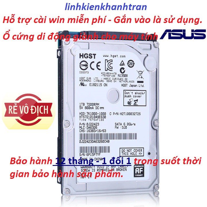 Ổ cứng HDD laptop 80gb 120gb 160gb 250gb 320gb  500gb giành cho máy laptop ASUS- bảo hành 12 tháng.