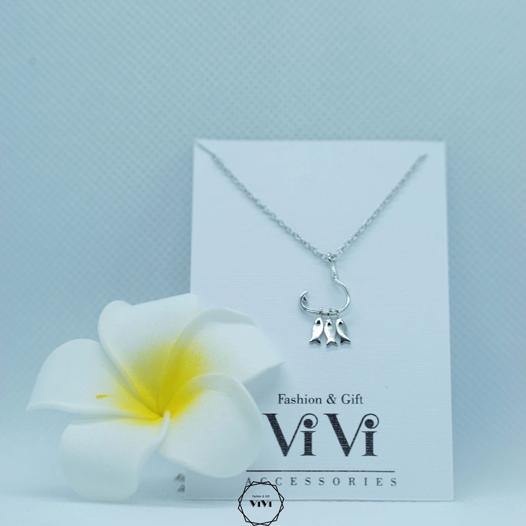 Dây chuyền bạc Ý hình cá cắn câu Sakana – vòng cổ bạc ViVi_Gift