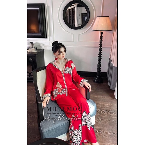 PYJAMA DÀI HOẠ TIẾT ĐỎ XINH
