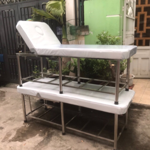 Giường spa inox mẫu 2 (nâng đầu)