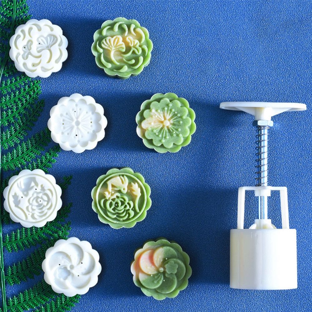 Set 4 Khuôn Nhấn Làm Bánh Trung Thu Hình Động Vật / Bông Hoa
