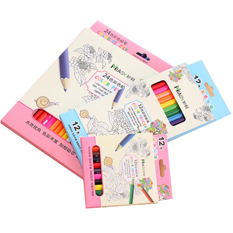 Bộ 12/24 bút chì tô màu vẽ tranh an toàn chất lượng cao
