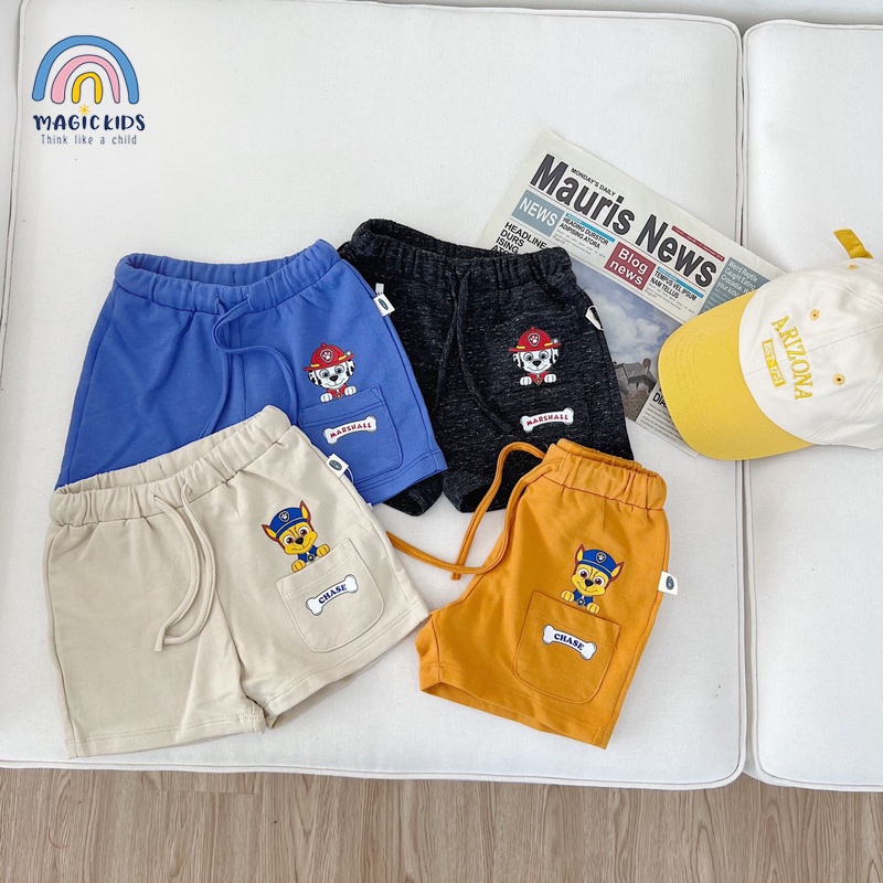 Quần short đùi ngắn bé trai đi học đi chơi chất cotton da cá in hình chú chó cứu hộ Magickids Quần áo trẻ em