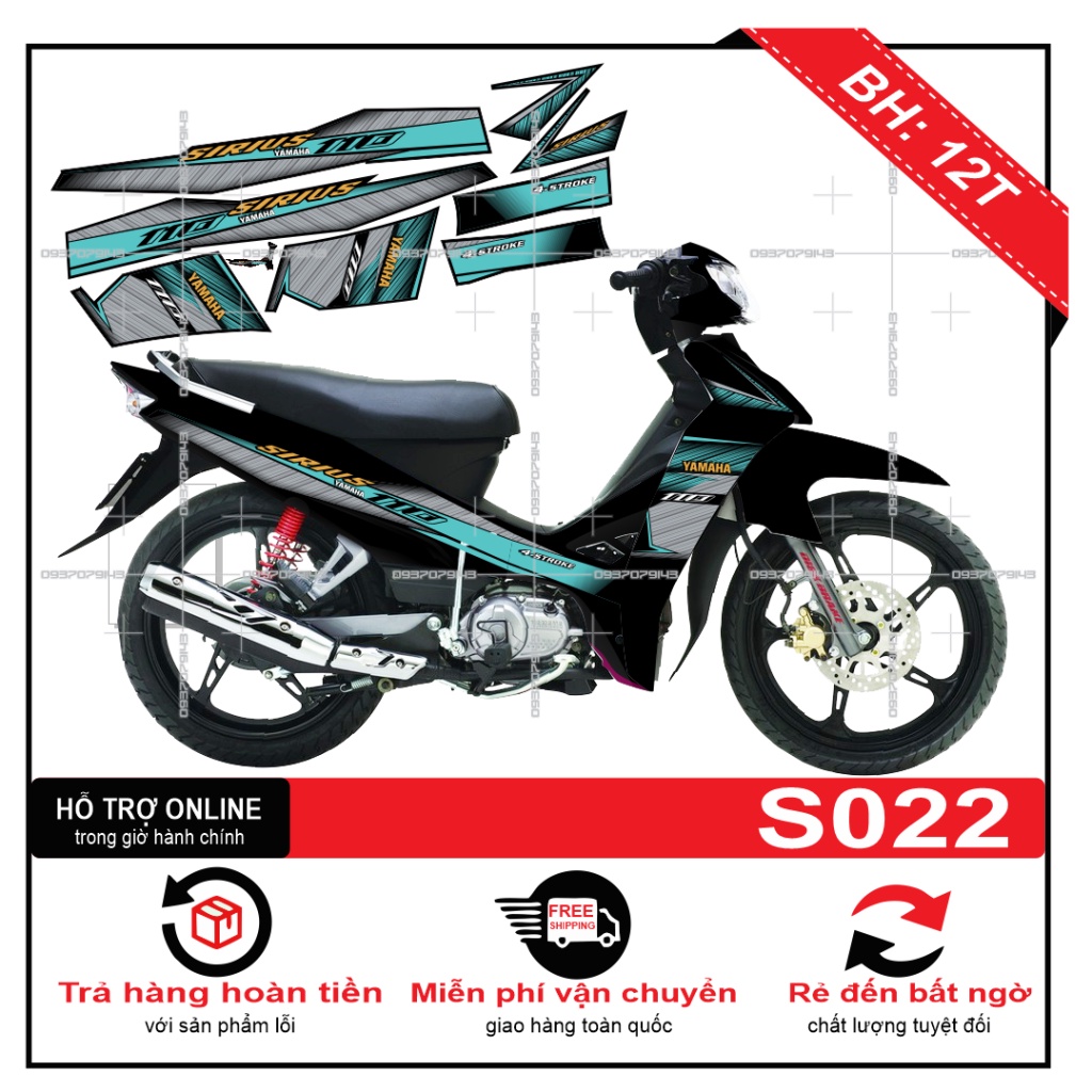 Tem rời sirius xanh đen S022 -- SHIN DECAL 2
