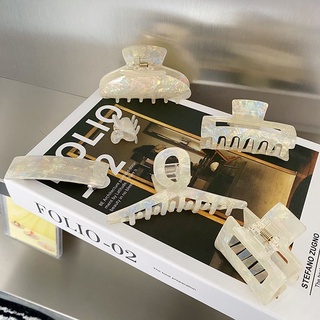 Kẹp Tóc Màu Trắng Hình Cá Mập Bằng Acrylic Đơn Giản Phong Cách Hàn Quốc