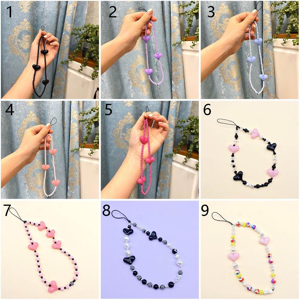 ❤LANSEL❤ Cartoon Mobile Phone Chain Universal Lanyard for Keys Cellphone Straps Hanging Chains Summer Jewelry Colorful Cord Boho Ornament Phone Accessory Handmade Bead Lanyard