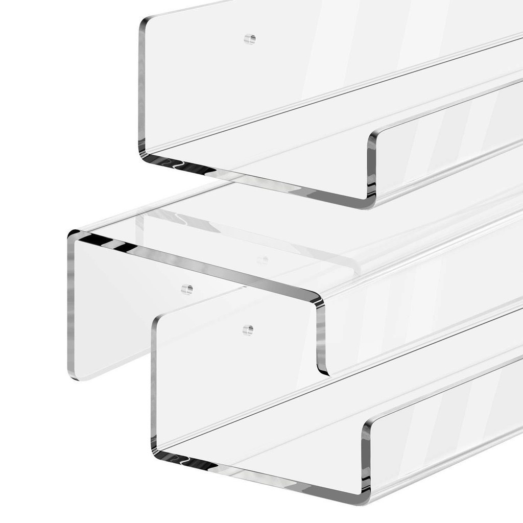Kệ mica treo tường để sách, dụng cụ gia vị nhà bếp, hoặc decor sản phẩm, kệ trang trí mẫu có chân kiểu chữ U