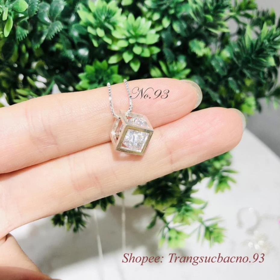 (BẠC CHUẨN)  DÂY CHUYỀN BẠC Ý 925 CHO NỮ MẶT LẬP PHƯƠNG PHỤ KIỆN TRANG SỨC CAO CẤP NO.93 VÒNG CỔ NỮ ĐẸP