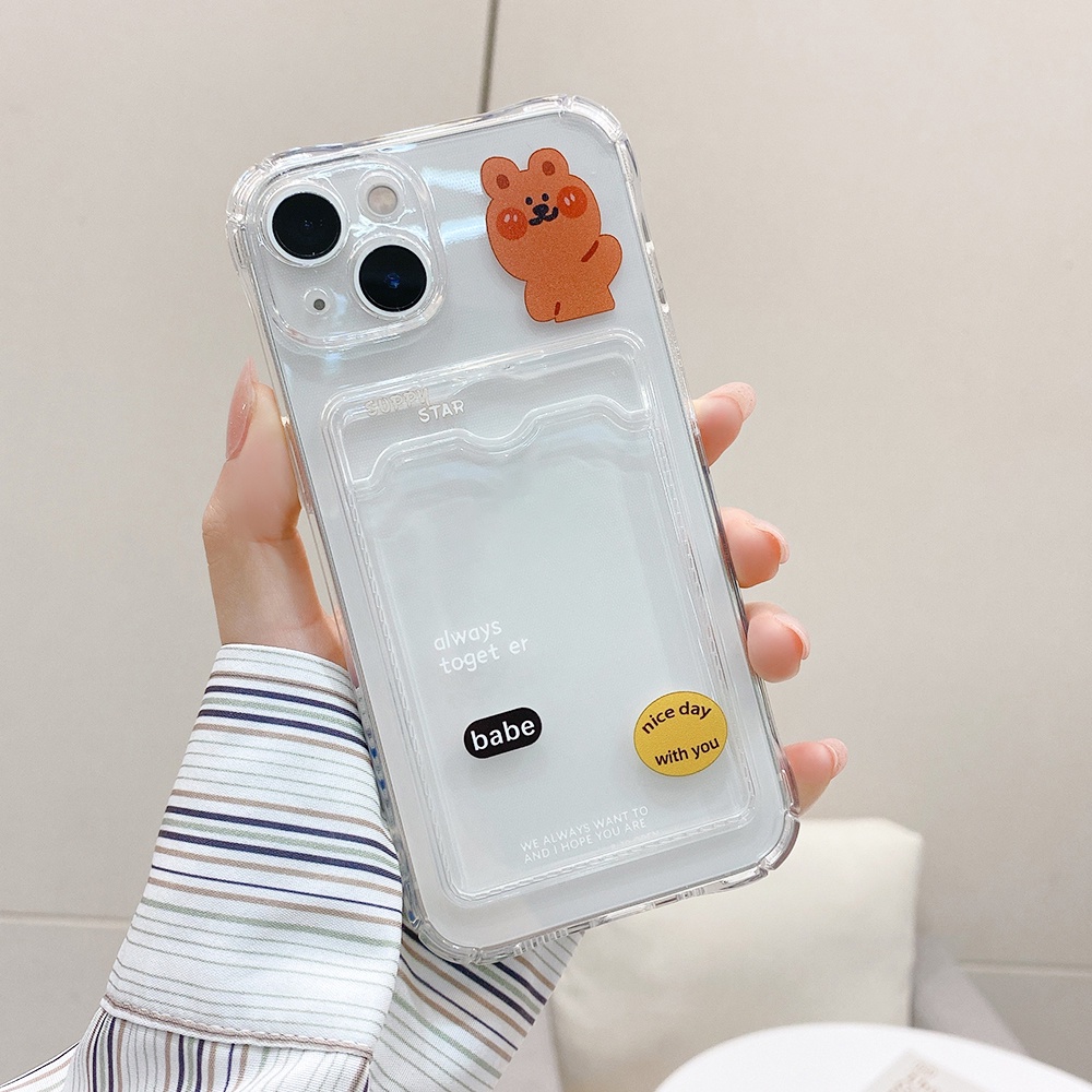 Ốp Điện Thoại Chống Sốc Có Ngăn Đựng Thẻ Và Hình Hoạt Hình Dễ Thương Cho IPhone 13 Pro Max 12 Pro Max 11 7 8 Plus X XS Max SE 2020