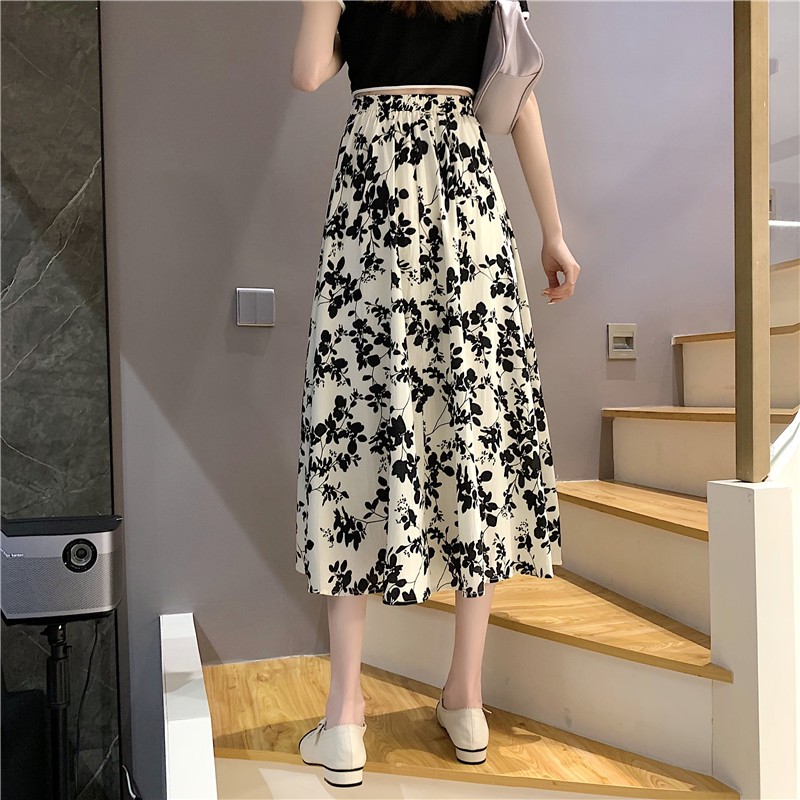 Chân Chân Váy Midi Lưng Cao Họa Tiết Hoa Thời Trang Mùa Hè Phong Cách Hàn Quốc | BigBuy360 - bigbuy360.vn