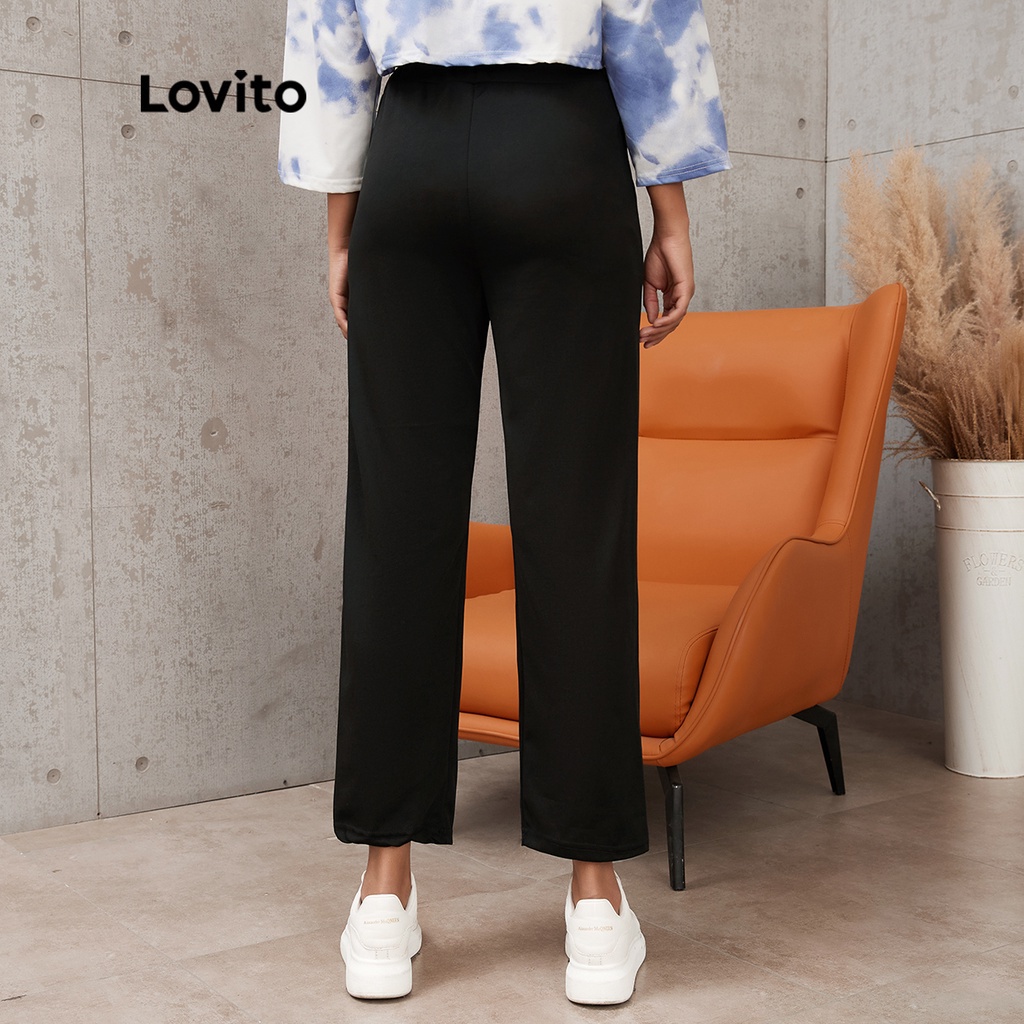 Quần Lovito cơ bản dây rút màu trơn mặc thường ngày L17X143 (Đen)