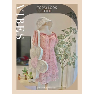 Đầm voan trễ vai (Pink/Blue) - Fallen Angel Dress