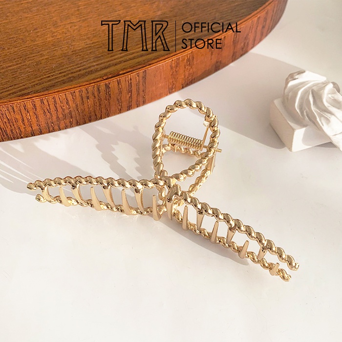 Kẹp tóc càng chéo xoắn ốc TMR cao cấp màu vàng sang chảnh, quý phái