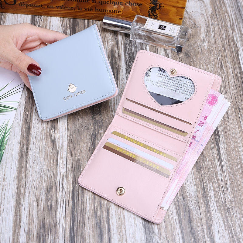 Ví tại chỗ nữ ngắn Phần sinh viên Hàn Quốc dễ thương gấp hai lần ví tiền động vật mới đơn giản gói mini lady