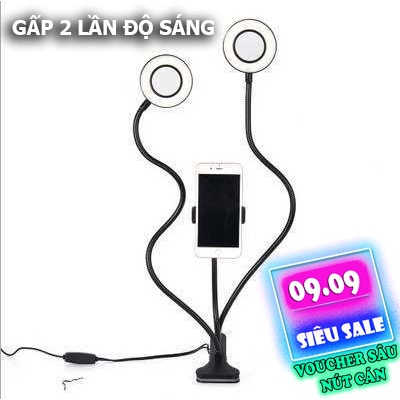 Đèn Livestream để bàn làm - trang điểm - bàn học - Uốn Dẻo Đa Năng - 3 Màu Đèn - Chỉnh Sáng Tối