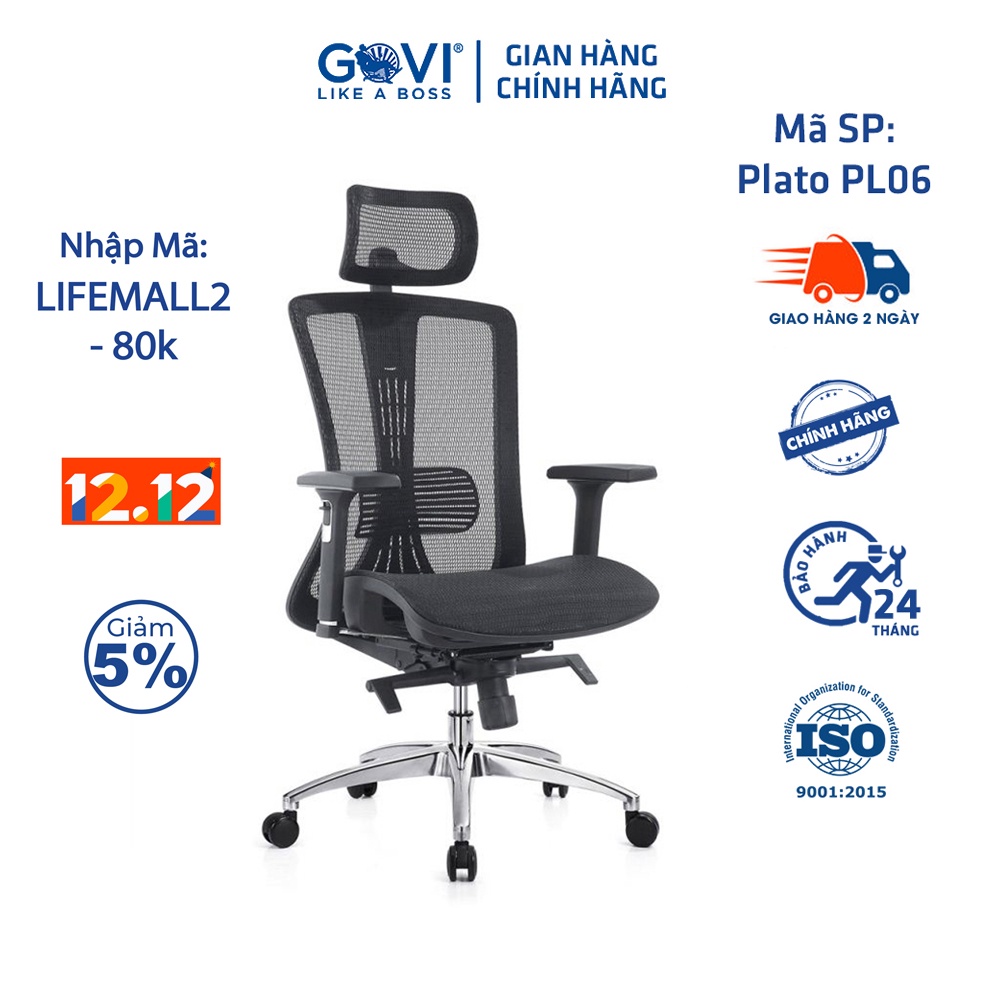 Ghế công thái học GOVI Ergonomic Plato PL06 Thiết kế bảo vệ sức khỏe