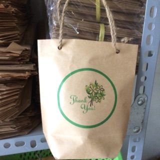 Combo 20 Túi kraft quai kt 15 x 15 cm nền thanks you xanh