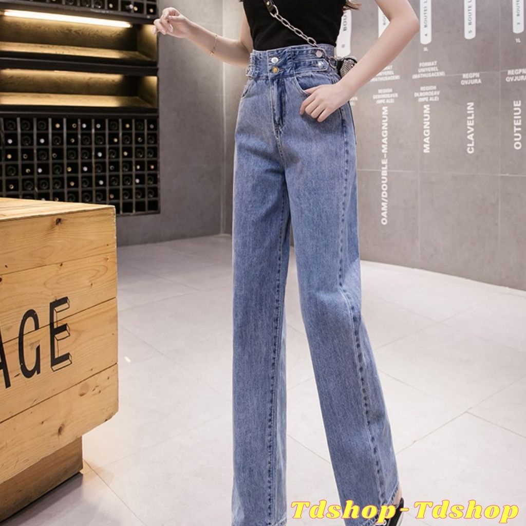 Quần Ống Rộng Jeans Nữ Ống Suông Baggy Cạp Cao | Tdshopnt - Q02 | BigBuy360 - bigbuy360.vn