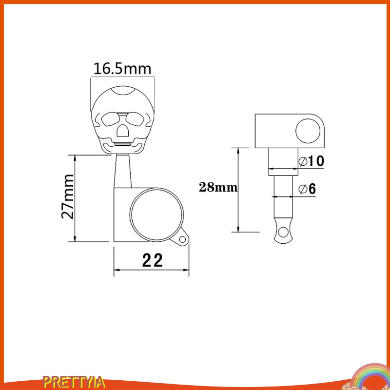 Skull Head 6R Guitar Tuning Pegs Tuners for Ukulele Musical Instrument