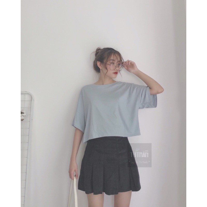 CROPTOP COTTON CỔ TRÒN TAY NGẮN