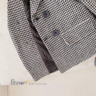 Bộ vest kẻ trắng đen bé trai