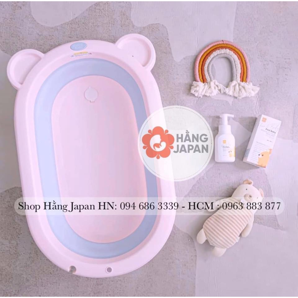 Chậu tắm gấp gọn SASA TAI GẤU 80*50*24 tặng kèm phao tắm và chậu rửa mặt hàng chính hãng