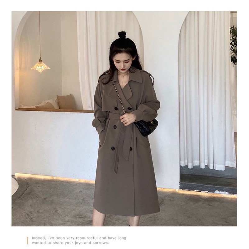 Áo măng tô nữ dáng dài 2 lớp kèm đai hàng quảng châu cao cấp - Áo khoác mangto nữ dáng dài kaki đẹp sang chảnh | BigBuy360 - bigbuy360.vn