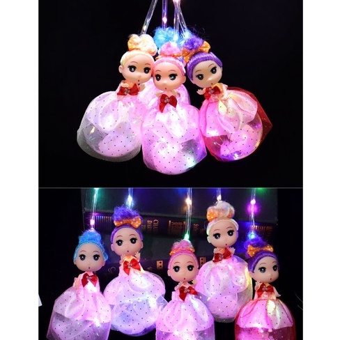 Đèn trung thu búp bê chibi váy chấm bi, đèn lồng trung thu phát sáng cho bé gái Master Kids