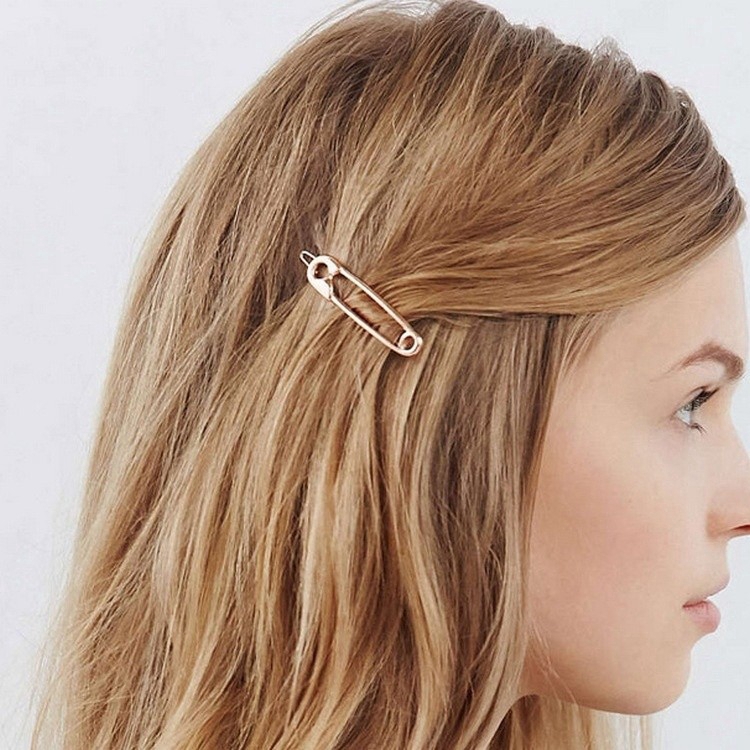 Minimalist Hollow Creative Metal Pin Shape Hairpin Side Clip Girl Hair Accessories