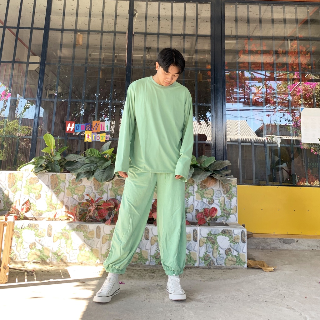 Quần Jogger Basic Pant Ulzzang Unisex Jogger Trơn Bo Lai Xanh Bơ - MM