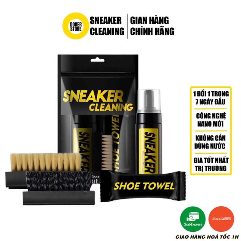 Bộ vệ sinh giày Sneaker Cleaning 150ml tặng kèm bàn chải và khăn.