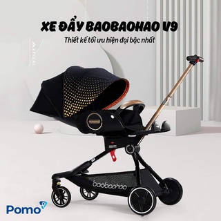 Xe đẩy cho bé V9 Pomo gấp gọn có tư 3 tư thế nằm, ngả,ngồi đẩy 2 chiều cho trẻ sơ sinh từ 0-5 tuổi