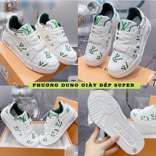 Giày Thể Thao Lv Trắng Chữ Xanh Fullbox Bill