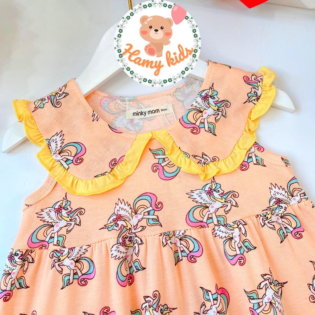 Váy Đầm Tầng Minky Mom Chính Hãng Bé Gái COTTON Mềm Mịn Hoa Văn Xinh Xắn Cho Bé 0-5 Tuổi Dưới 20kg - Hamykids
