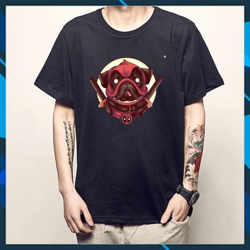 (SALE 50%) Áo thun teen in hình chó PUG Deadpool độc đáo màu đen F2231