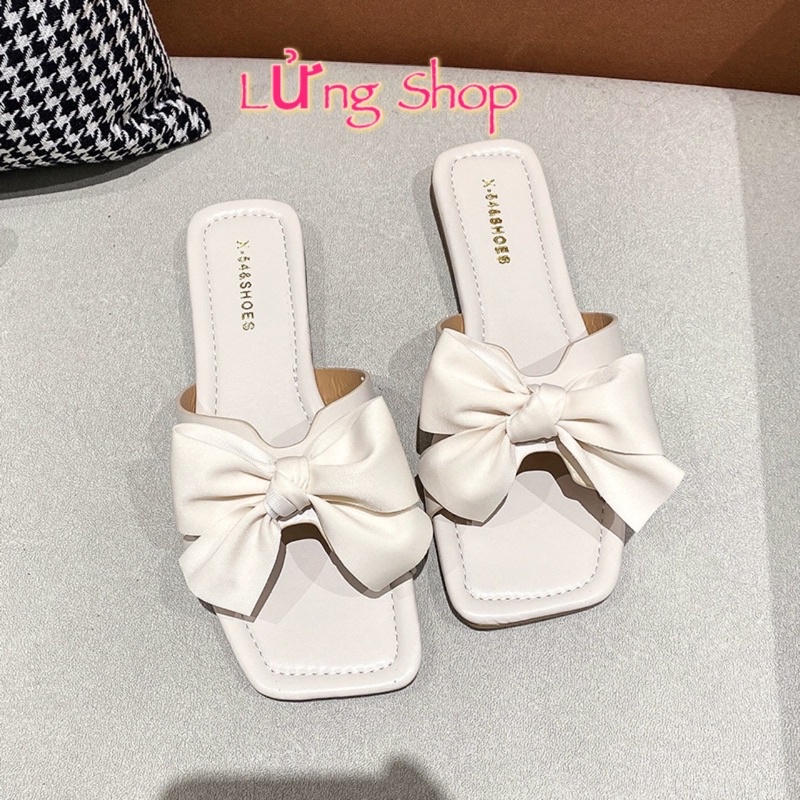 Dép Thắt Nơ Da Tiểu Thư Lửng Shop ,dép đi biển đi học đi chơi Fom Chuẩn
