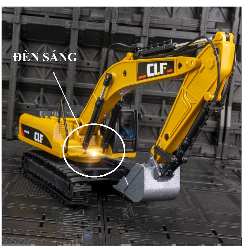 Mô hình xe cẩu xúc mini bằng hợp kim nhựa có đèn xe đồ chơi trẻ em