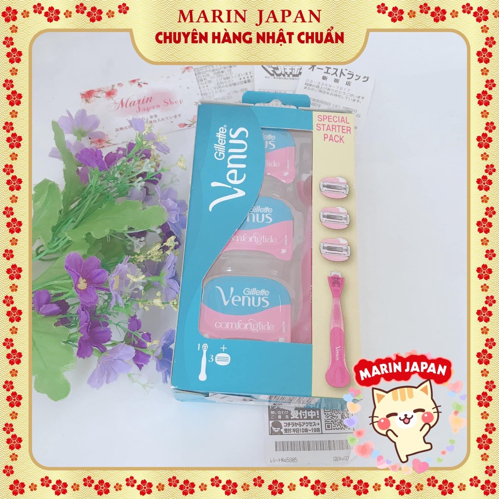 (Sale) Dao cạo Gillette Venus Comfortglide Spa Breeze 5 lưỡi Nhật Bản 1 cán 3 dao Scratch &amp; Smell