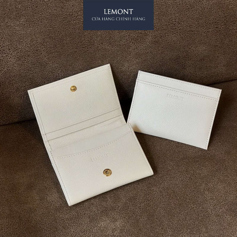 Combo 2 Ví da bò màu Trắng Kem - Chính hãng Lemont