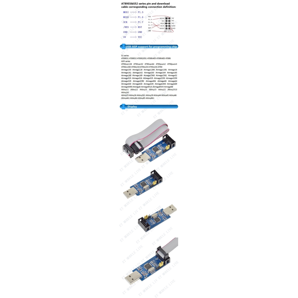 Mạch nạp Avr Usb Isp Atmega8 Atmega128 hỗ trợ win7 64k