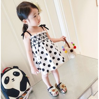 VÁY ÁO 2 DÂY CHẤM BI BÉ GÁI