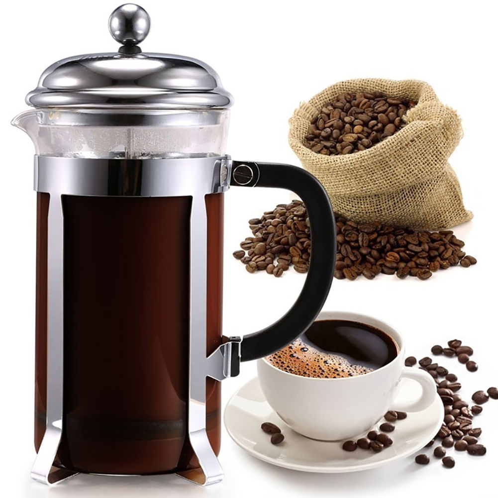 yafeixM 350ml Household Stainless Steel Glass French Press Coffee Maker Filter Teaware