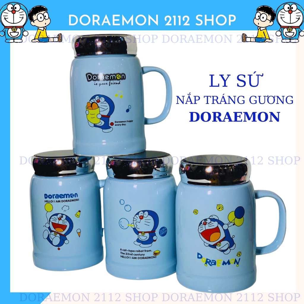 Ly sứ có nắp Doraemon