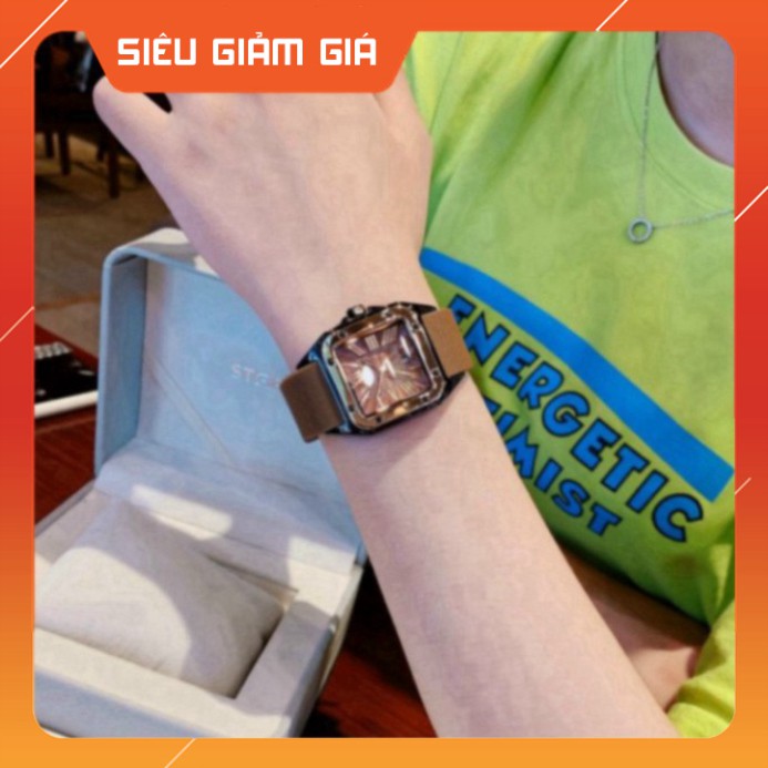 Đồng hồ guou nữ mặt vuông dây silicon, bảo hành 12 tháng, tặng box-donghoxinhshop