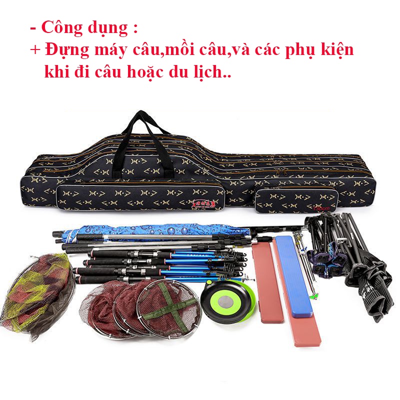 Túi Đựng Cần Câu Rằn Ri Chống Thấm Nước Siêu Bền 2-3 Ngăn Tiện Dụng TDC-6