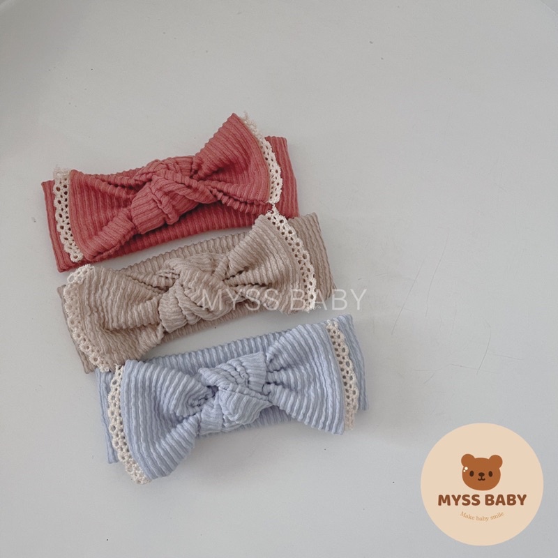 Băng đô nơ viền ren MYSS BABY turban bé gái