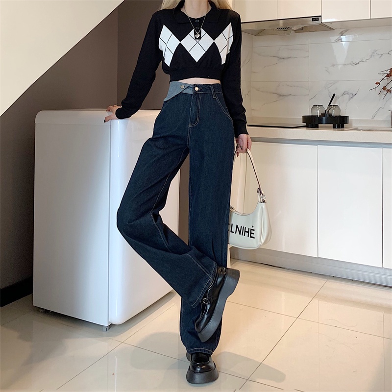 Quần Jeans Nữ Lưng Cao Ống Rộng Thời Trang Hàn Quốc