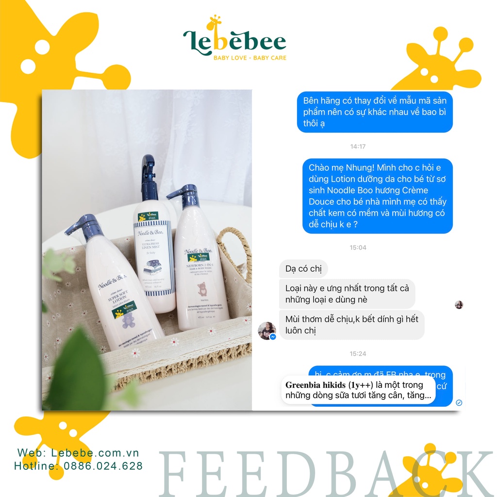 Xịt thơm quần áo em bé Noodle &amp; Boo 473ml