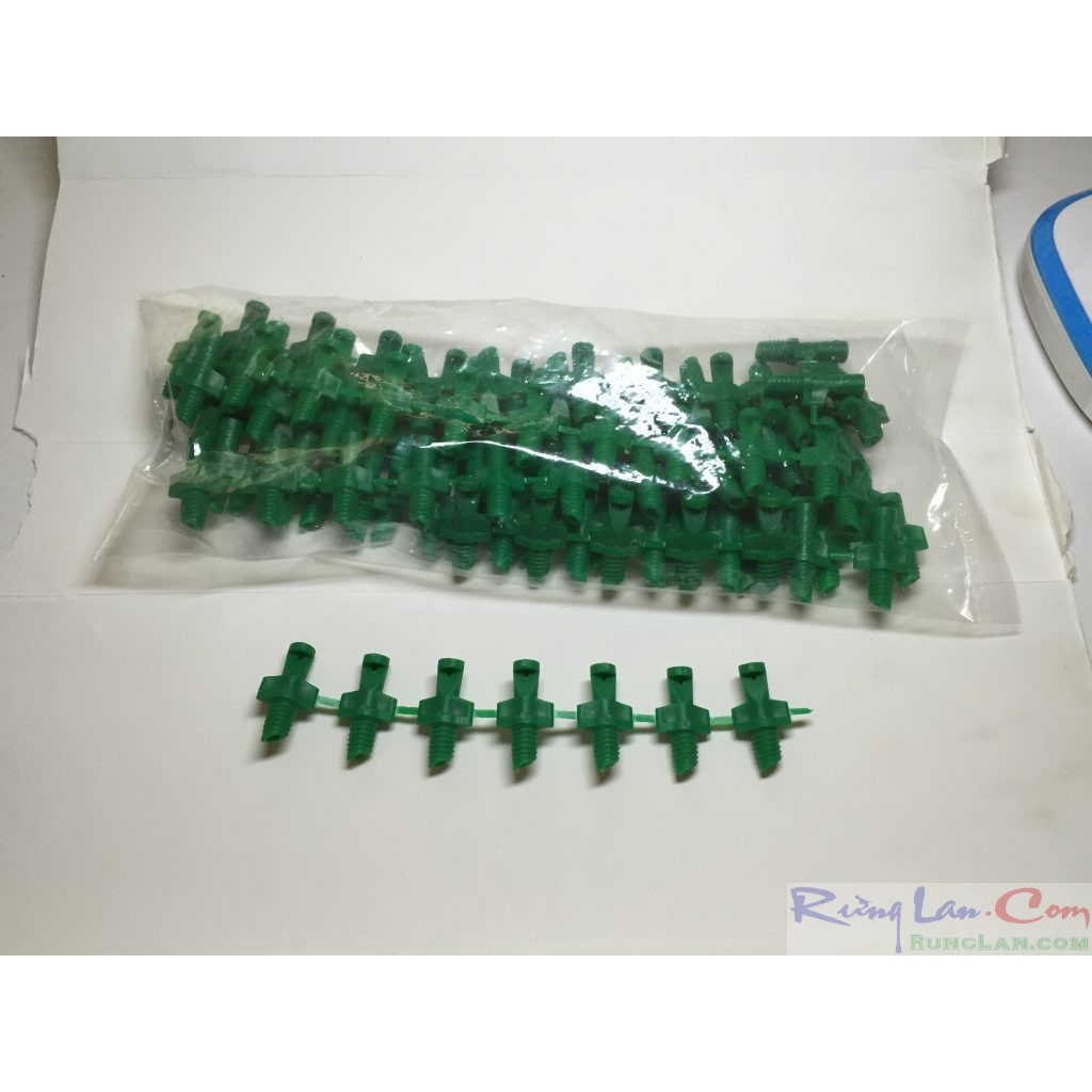 Béc nhộng màu xanh lá 1.8mm tưới gốc 180 độ tưới tự động cho lan,rau, cây cảnh bich 100cai=26k