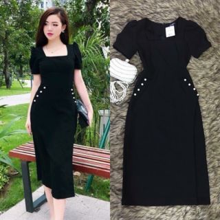 Đầm body đắp chéo đóng nút cực xinh
